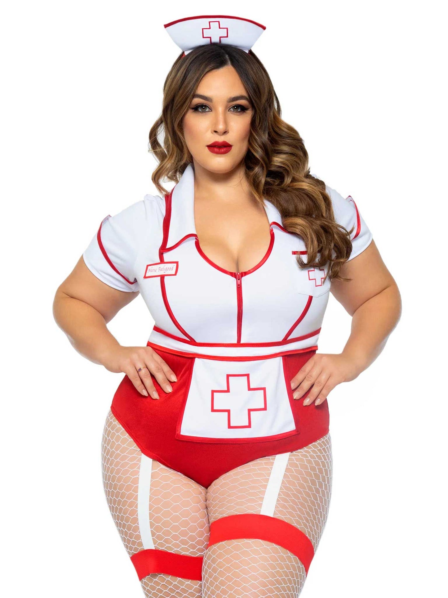 Plus Nurse Feelgood Sexy Costume - 3x/4x - White / Red