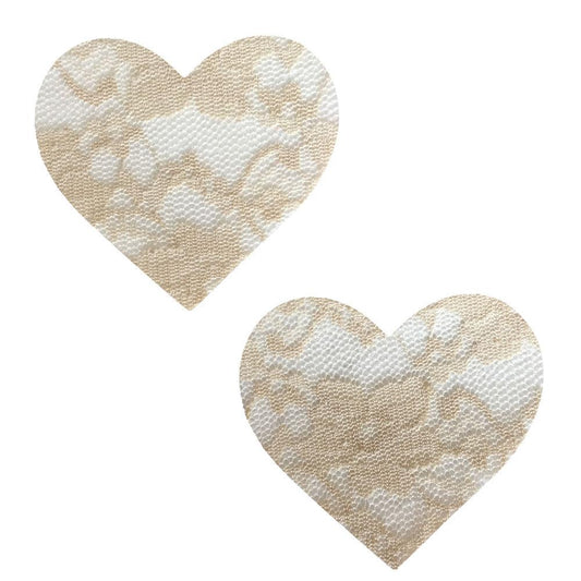 Nude Toffee Lace I Heart U Pasties - Love It Wet