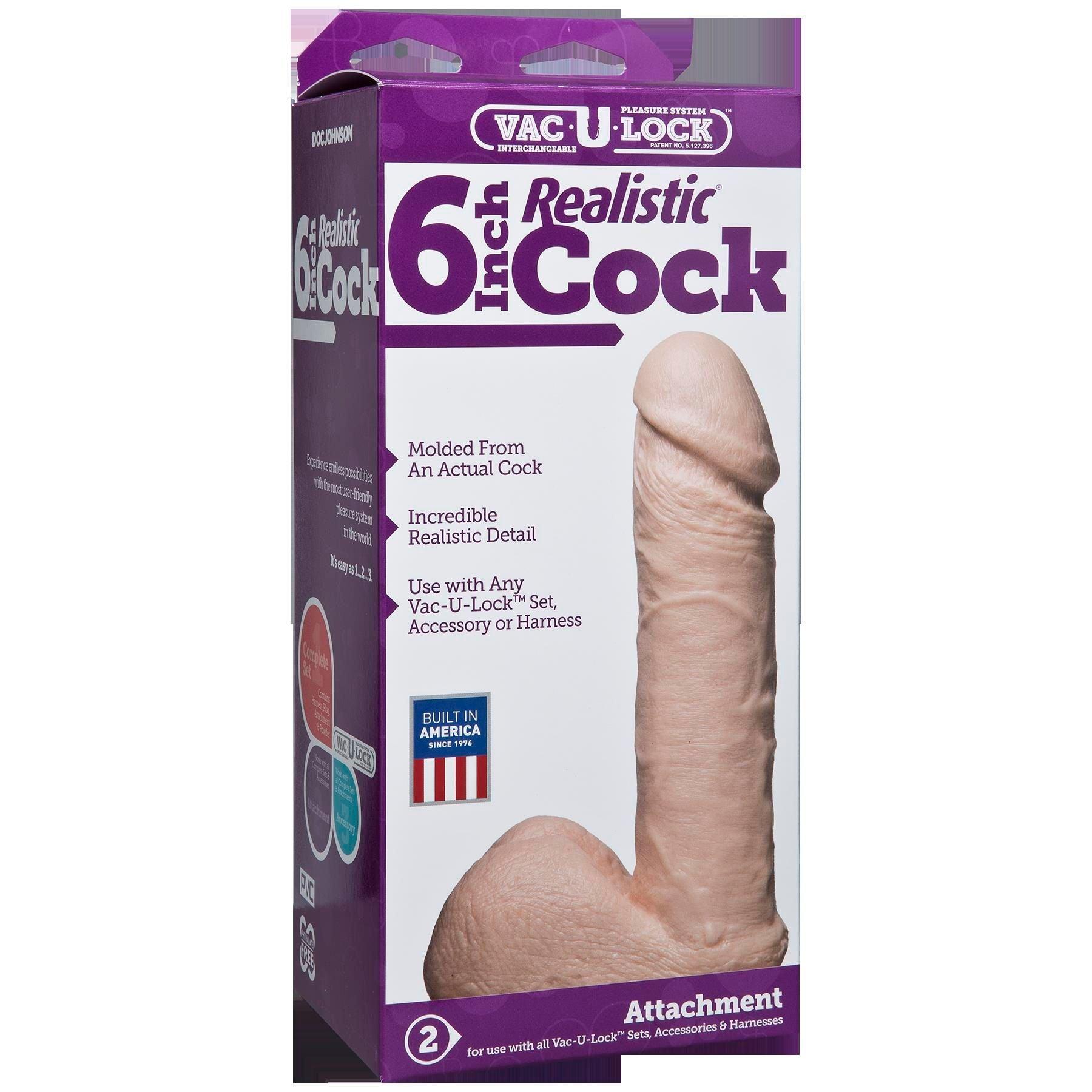 Vac-U-Lock 6 Inch Realistic Cock - White - Love It Wet