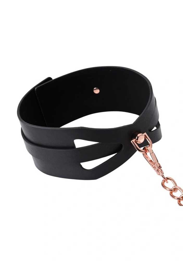 Brat Collar and Leash - Black / Rose Gold - Love It Wet