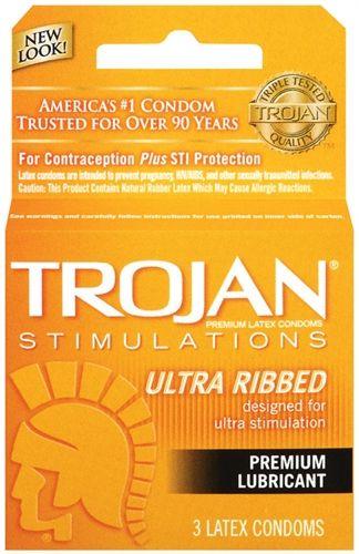 Trojan Stimulations Ultra Ribbed Lubricated Condoms - 3 Pack - Love It Wet