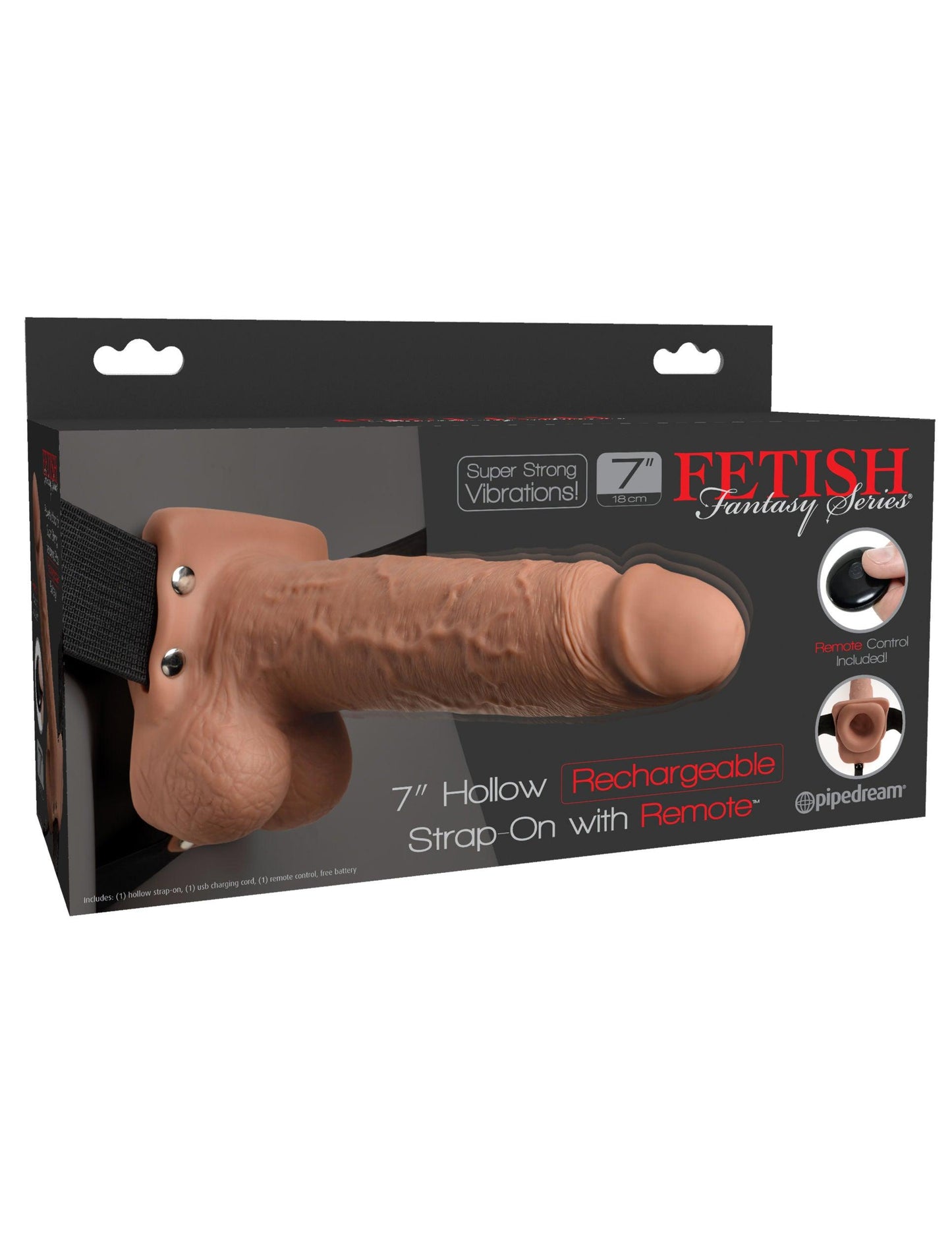 Fetish Fantasy Series 7 Inch Hollow Rechargeable Strap-on With Remote - Tan - Love It Wet