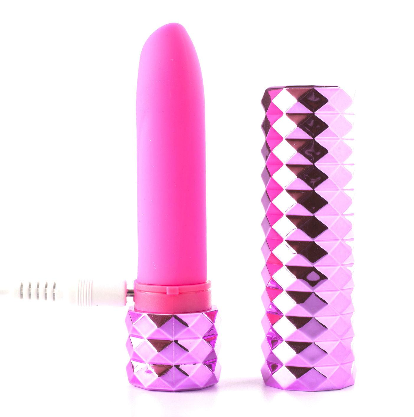 Roxie Crystal Gem Lipstick Bullet Vibrator - Pink - Love It Wet