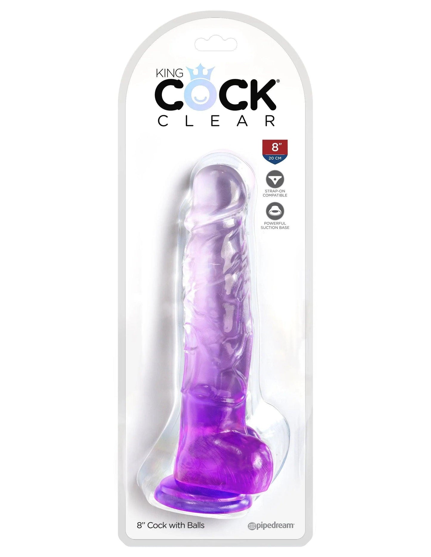 King Cock Clear 8 Inch With Balls - Pink - Love It Wet