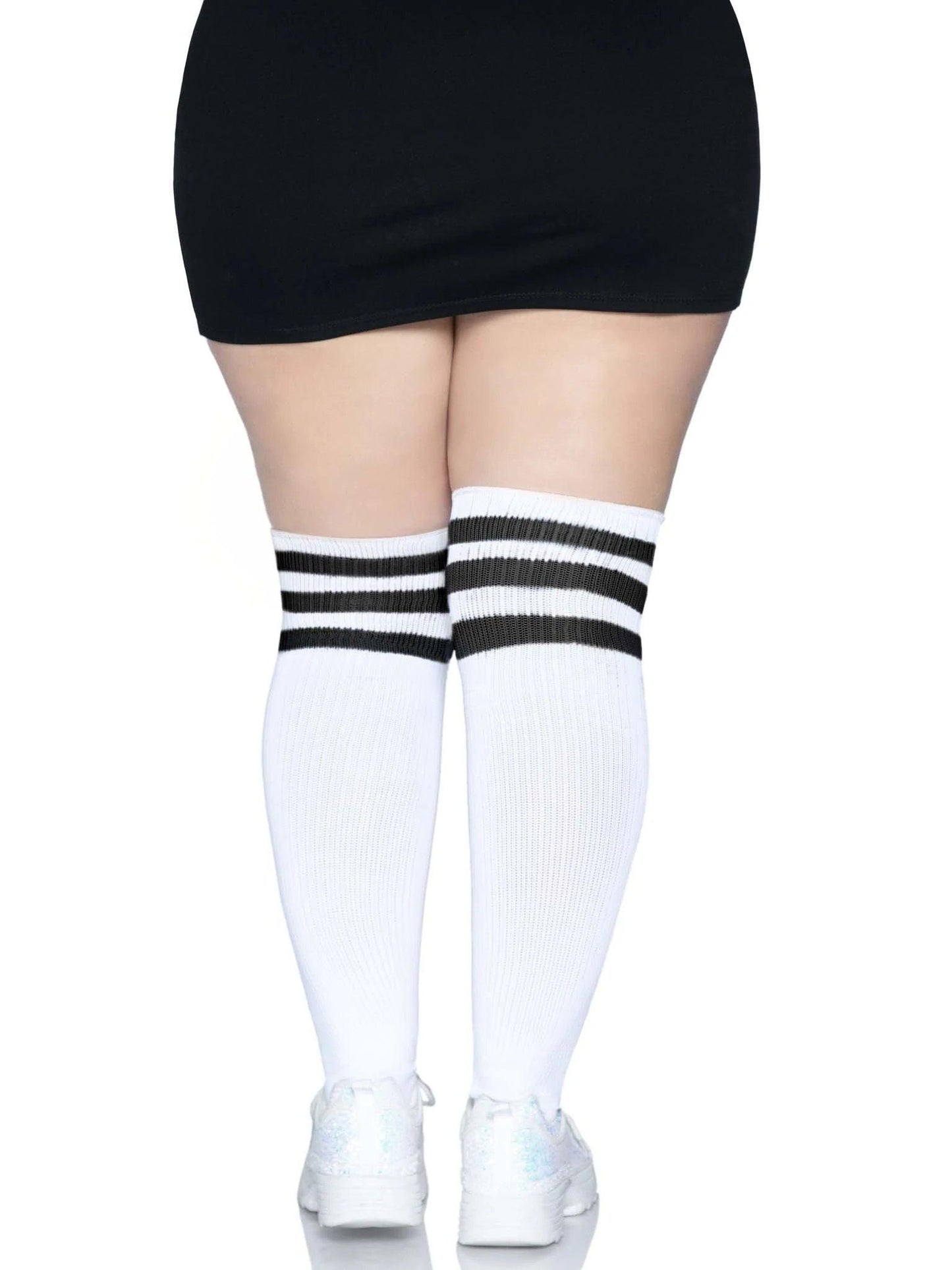 Over the Knee Athletic Socks -1x/2x - Black/white - Love It Wet