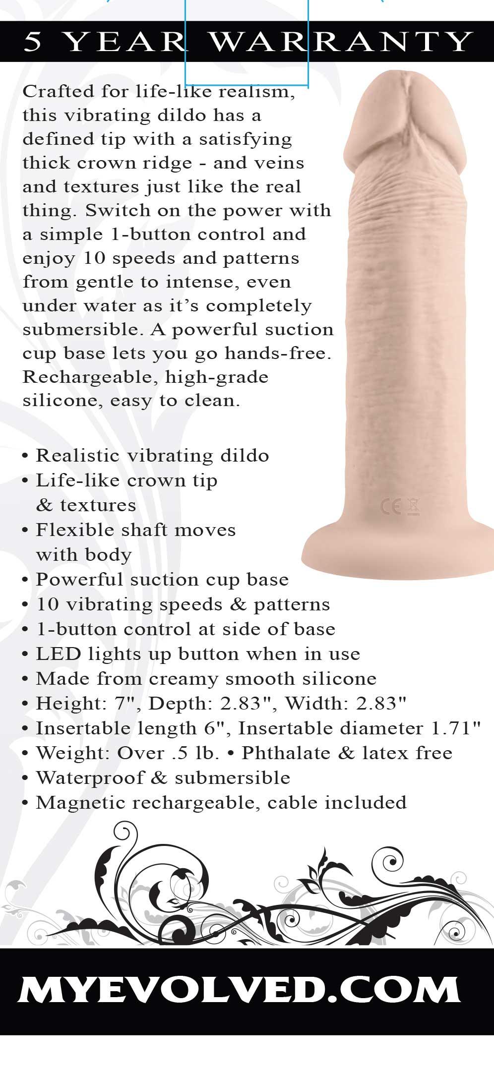 6 Inch Girthy Vibrating Dong - Dark - Love It Wet