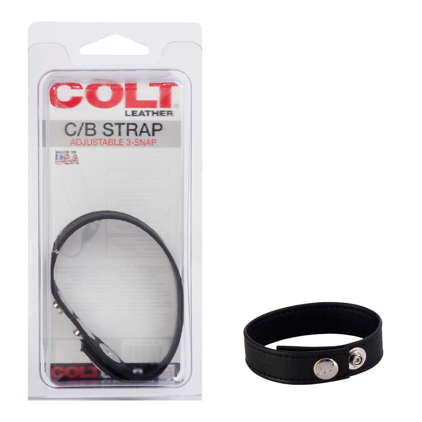 Colt 8 Snap Fastener Leather Strap - Black - Love It Wet