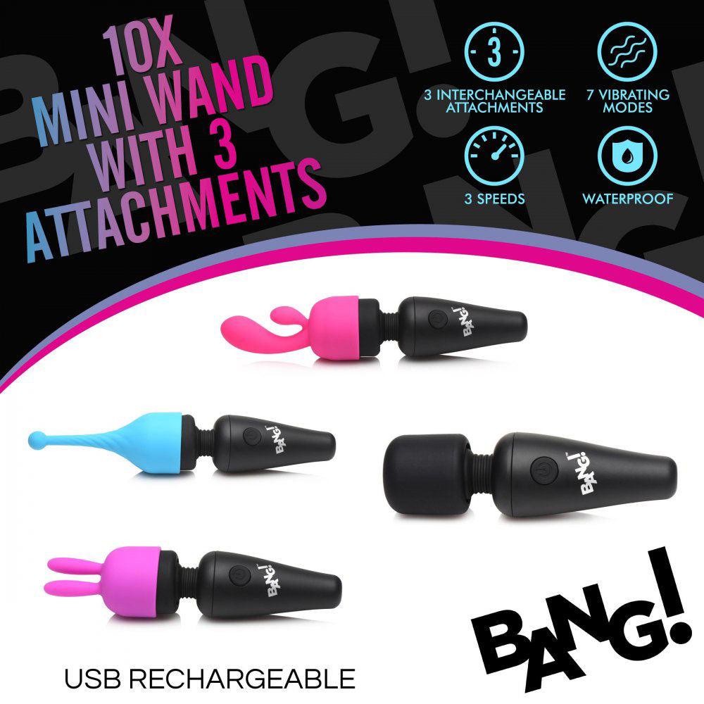 Bang - 10x Mini Wand With 3 Attachments - Love It Wet