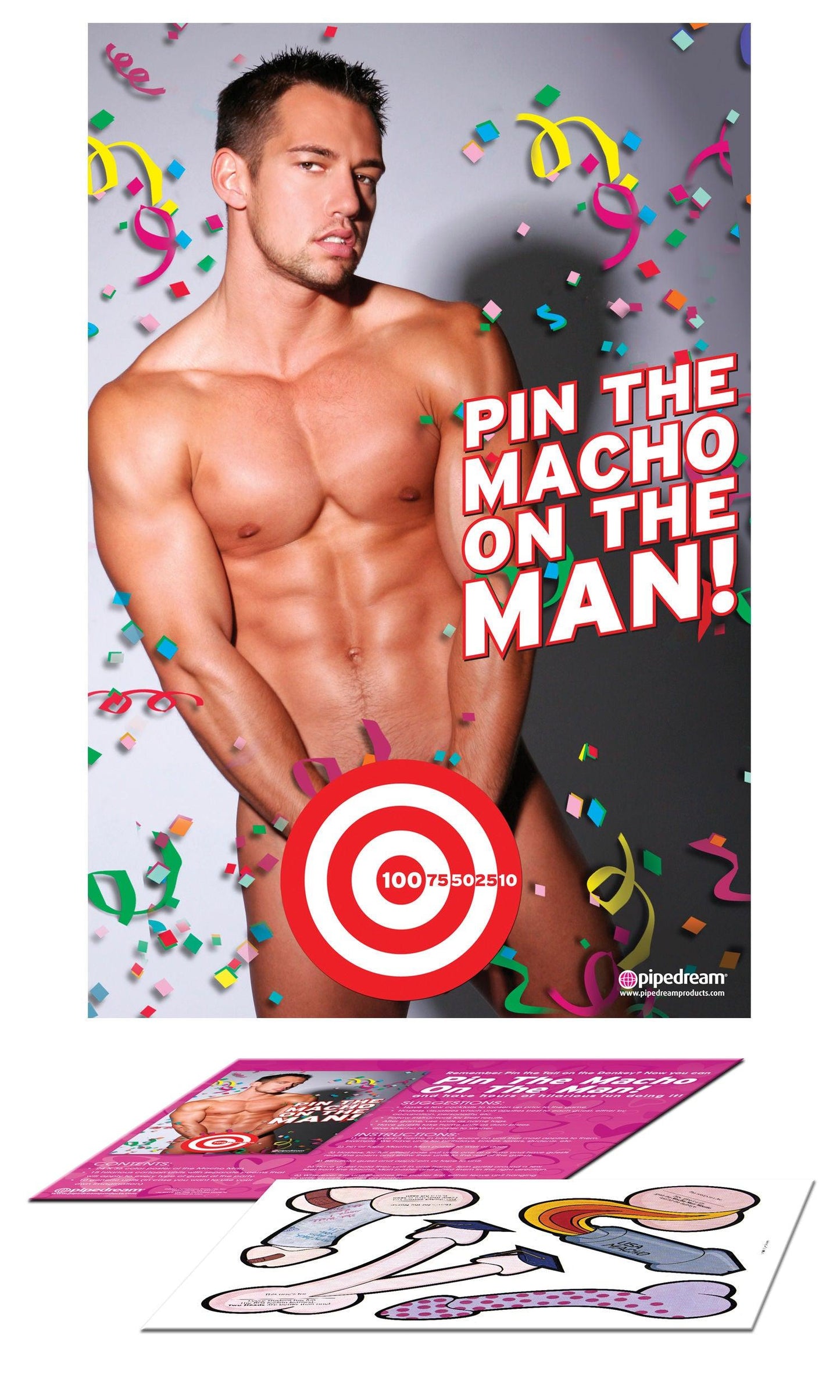 Bachelorette Party Favors - Pin the Macho on the Man - Love It Wet