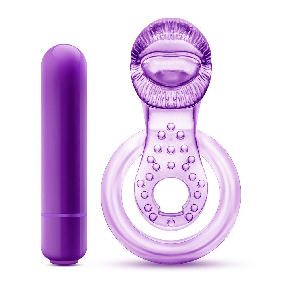 Play With Me - Lick It - Vibrating Double Strap Cockring - Purple - Love It Wet