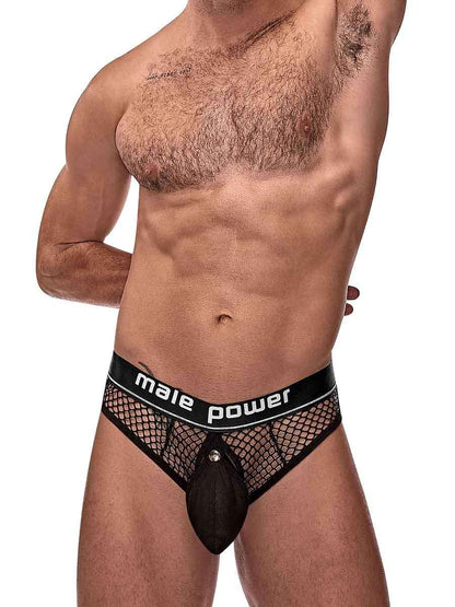 Cock Pit Net Cock Ring Thong - S/ M - Black - Love It Wet