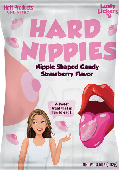 Hard Nippies Candies - Nipple Shaped Candy - Strawberry - Love It Wet