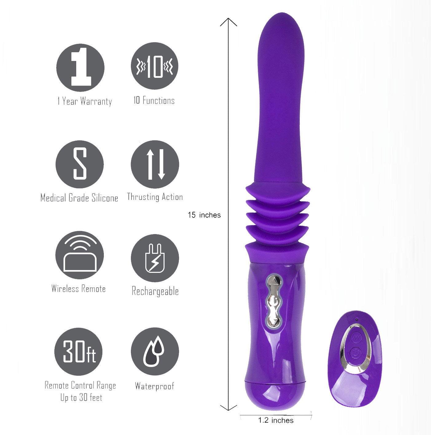 Monroe USB Rechargeable Silicone Thrusting Portable Love Machine - Purple - Love It Wet