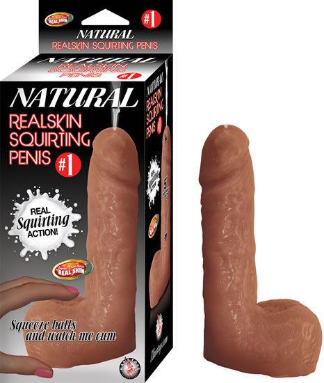 #1 Natural Realskin Squirting Penis - Brown - Love It Wet