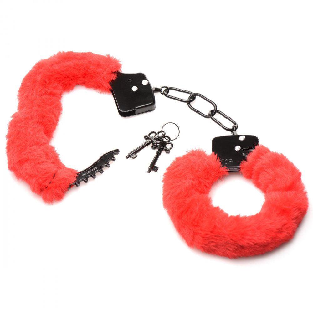 Cuffed in Fur Furry Handcuffs - Red - Love It Wet