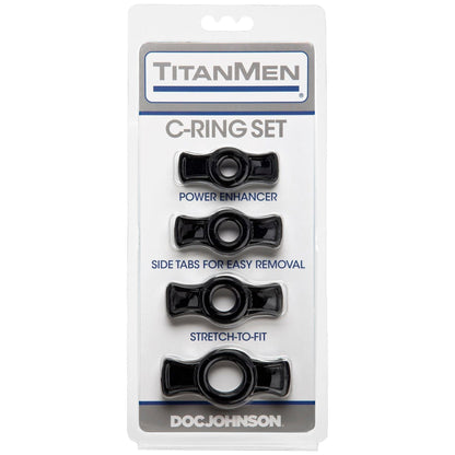 Titanmen Cock Ring Set - Black - Love It Wet