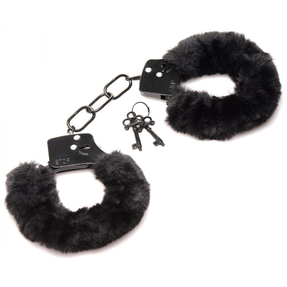 Cuffed in Fur Furry Handcuffs - Black - Love It Wet