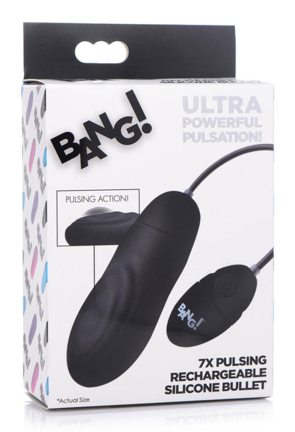 7x Pulsing Rechargeable Silicone Bullet- Black - Love It Wet