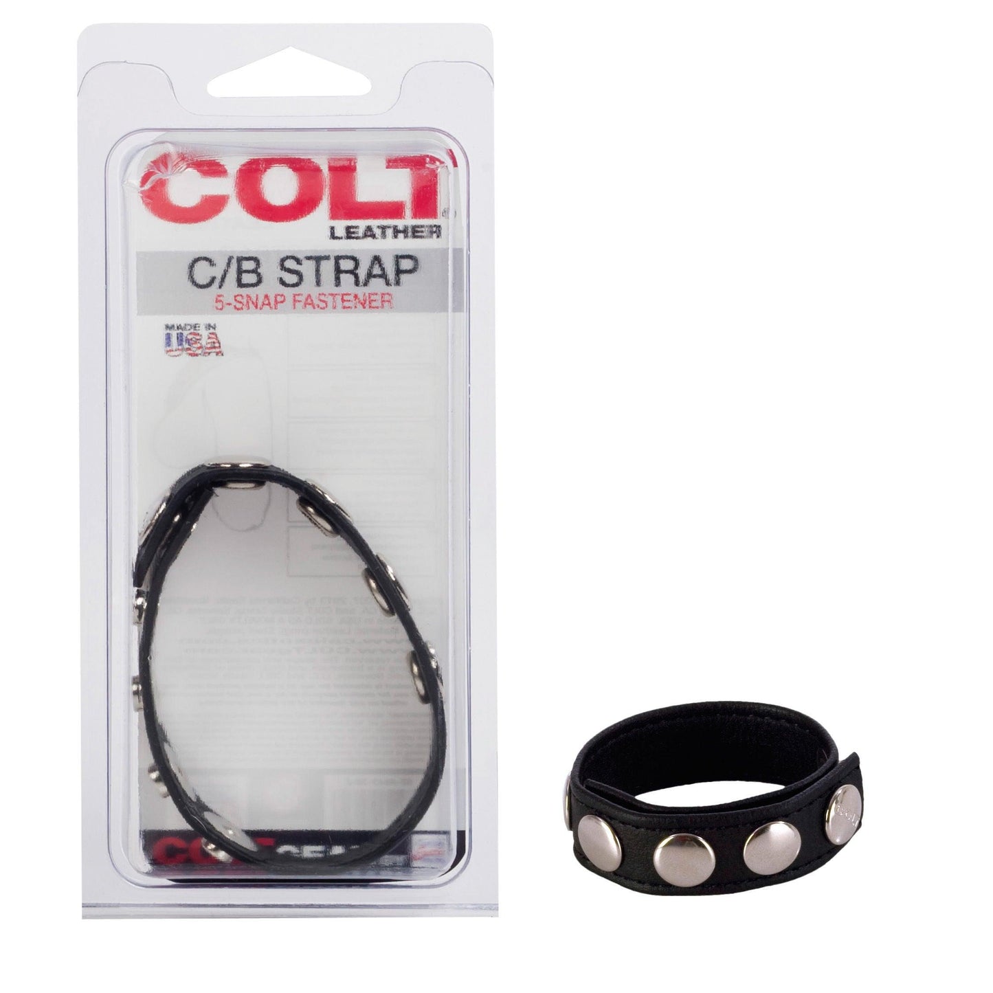 Colt 8 Snap Fastener Leather Strap - Black - Love It Wet