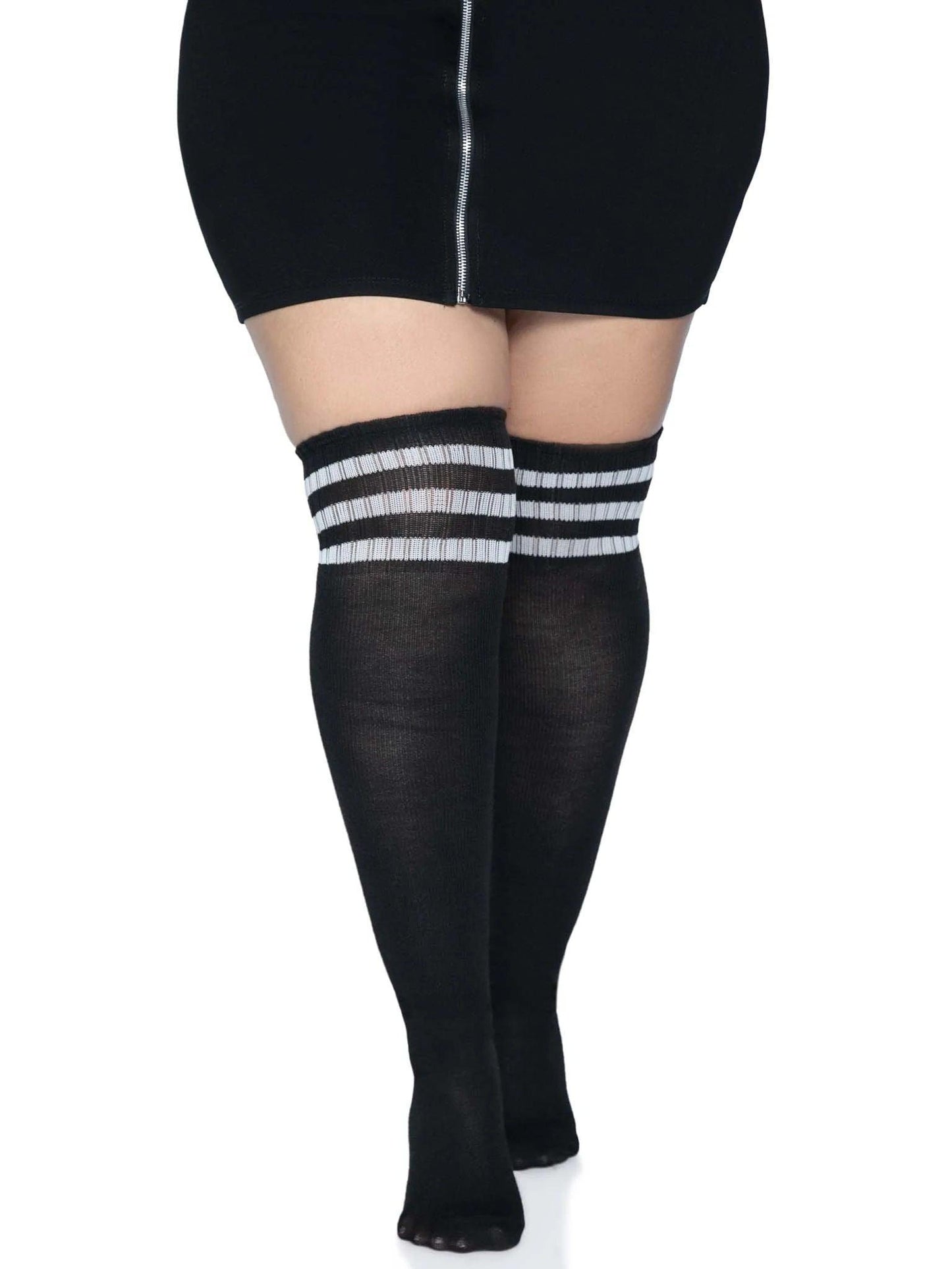 Over the Knee Athletic Socks -1x/2x - Black/white - Love It Wet