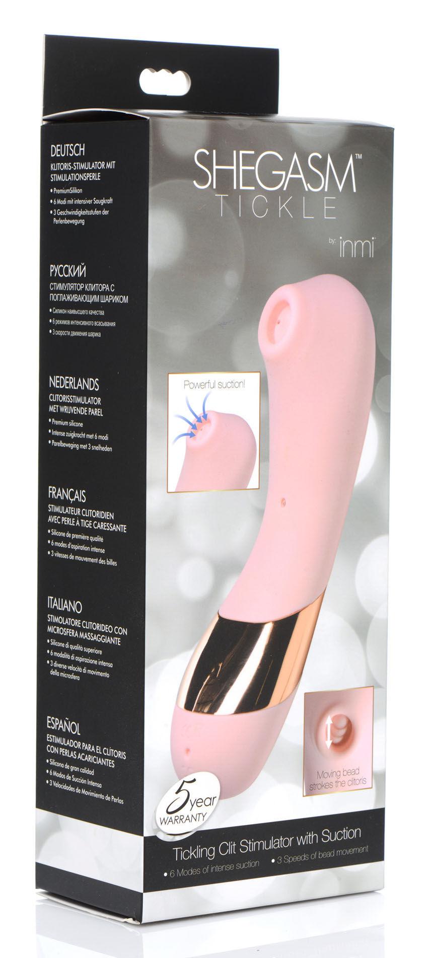 Shegasm Tickle Tickling Clit Stimulator With Suction - Pink - Love It Wet