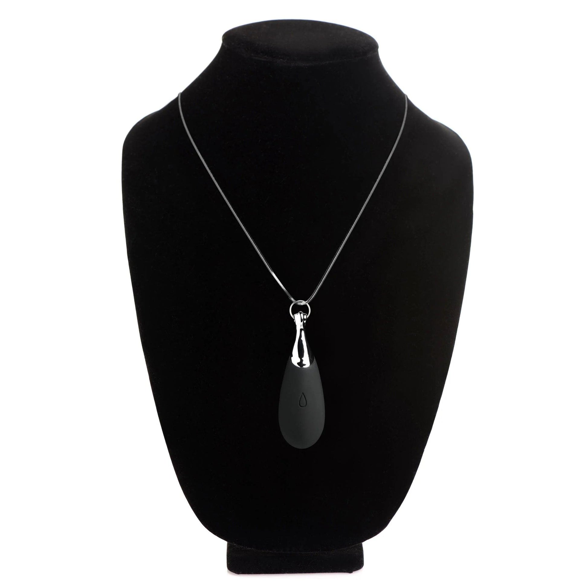 10x Vibrating Silicone Teardrop Necklace - Black - Love It Wet