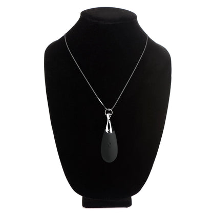 10x Vibrating Silicone Teardrop Necklace - Black - Love It Wet