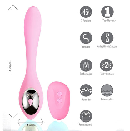 Harmonie Rechargeable Remote Silicone Bendable Vibrator - Pink - Love It Wet