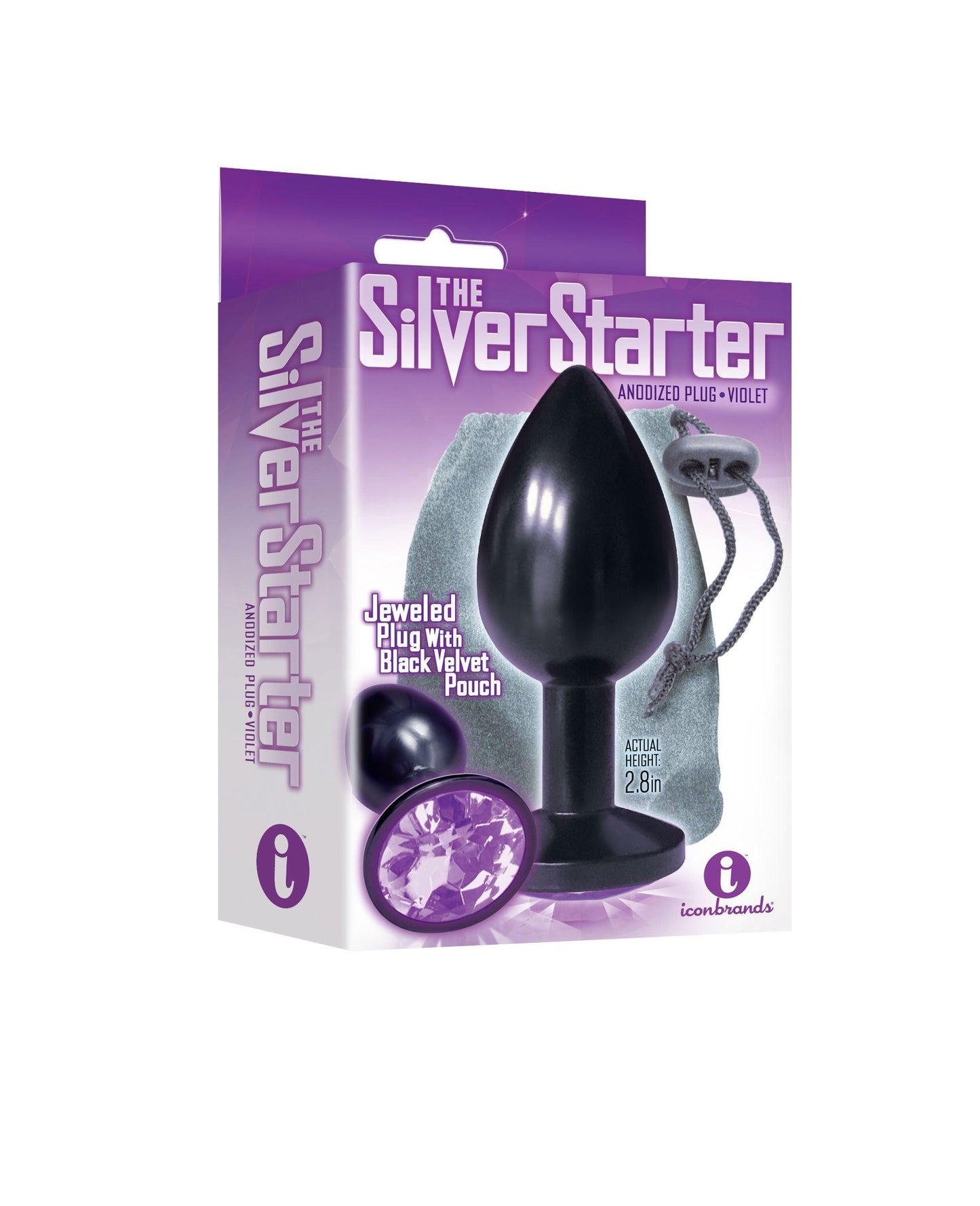 The 9's the Silver Starter Anodized Bejeweled Stainless Steel Plug - Violet - Love It Wet