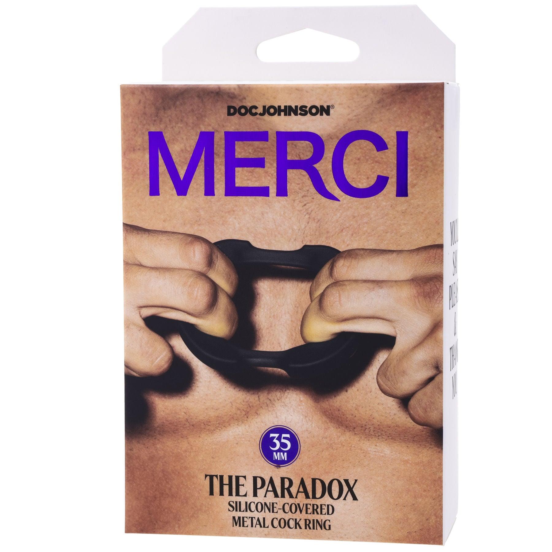 Merci - the Paradox - Silicone Covered Metal Cock Ring - 35mm - Black - Love It Wet