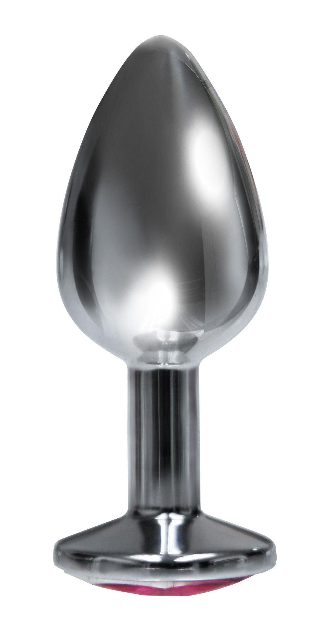 The 9's the Silver Starter Bejeweled Stainless Steel Plug - Pink - Love It Wet
