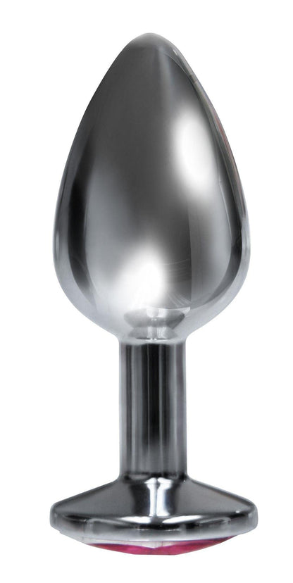 The 9's the Silver Starter Bejeweled Stainless Steel Plug - Pink - Love It Wet