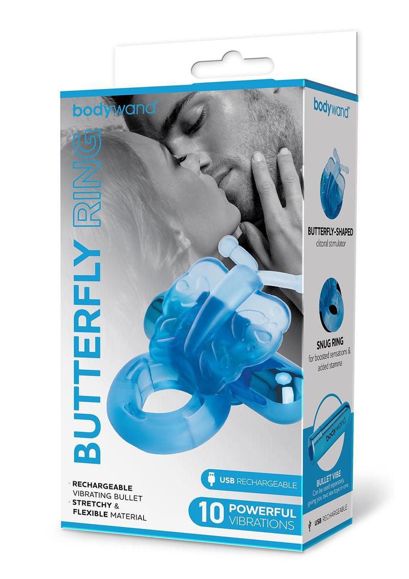 Bodywand Rechargeable Butterfly Ring - Blue - Love It Wet