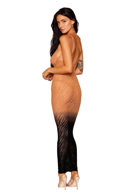 Bodystocking Gown - One Size - Black/copper - Love It Wet