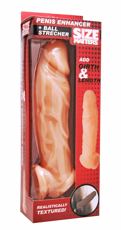 Realistic Flesh Penis Enhancer and Ball Stretcher - Love It Wet