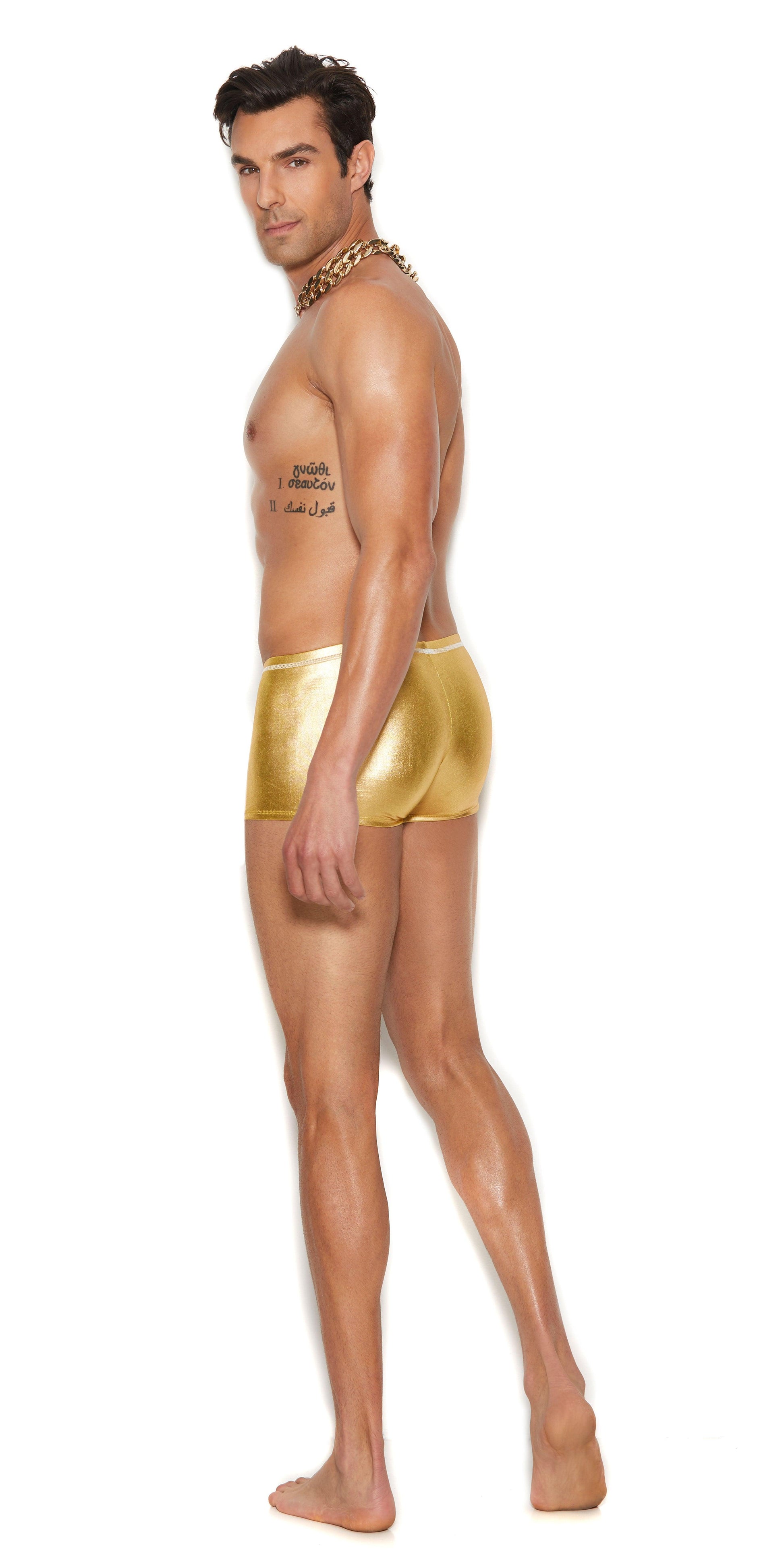 Men's Gold Lame Boxer Brief - Small/medium - Gold - Love It Wet