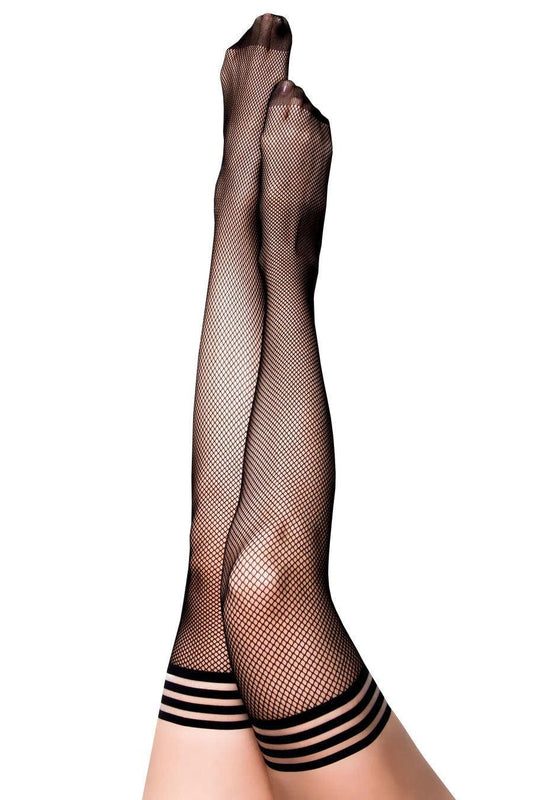 Sam - Fishnet Thigh High - Size C - Black - Love It Wet