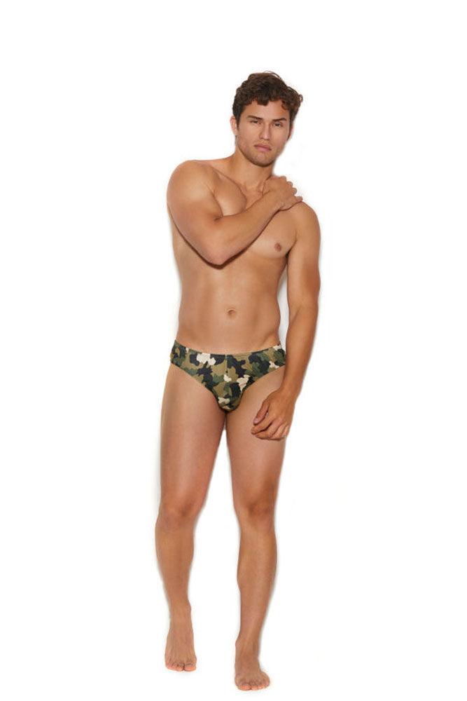 Men's Thong Back Brief - Large/xlarge - Camouflage - Love It Wet