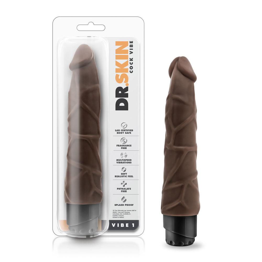 Dr. Skin - Cock Vibe 1 - 9 Inch Vibrating Cock - Chocolate - Love It Wet