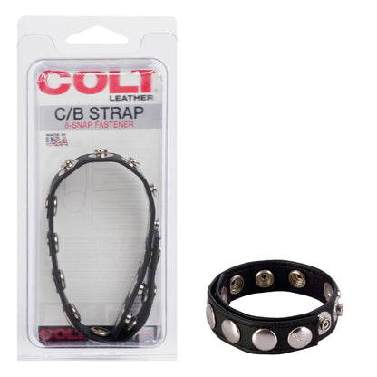 Colt 8 Snap Fastener Leather Strap - Black - Love It Wet