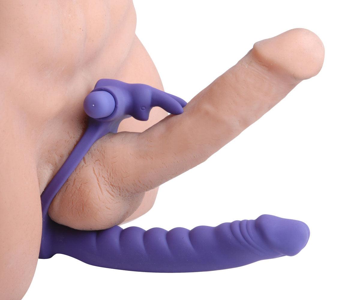 Double Delight Dual Insertion Vibrating Rabbit Cock Ring - Love It Wet