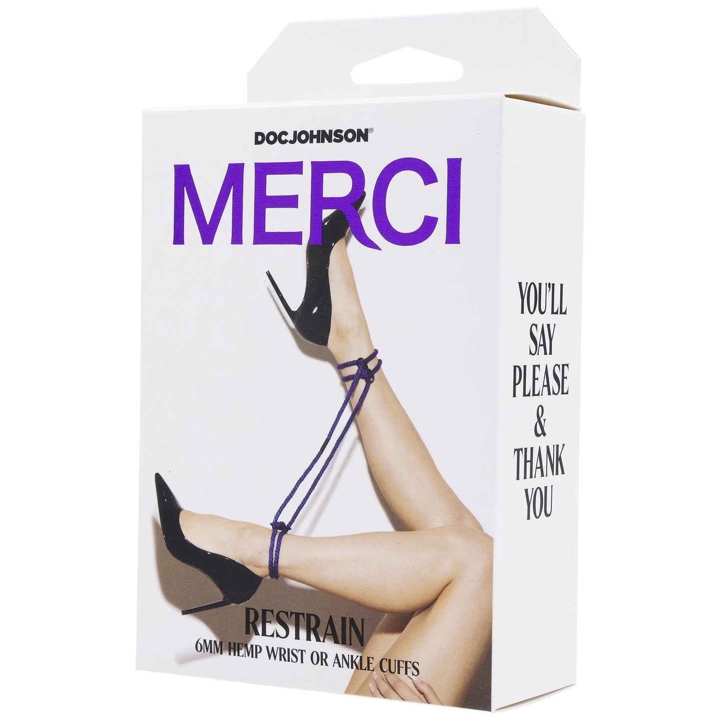 Merci - Restrain - 6mm Hemp Wrist or Ankle Cuffs - Black - Love It Wet