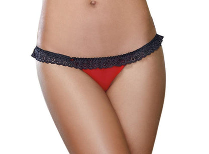 Panty - Medium - Red/ Black - Love It Wet