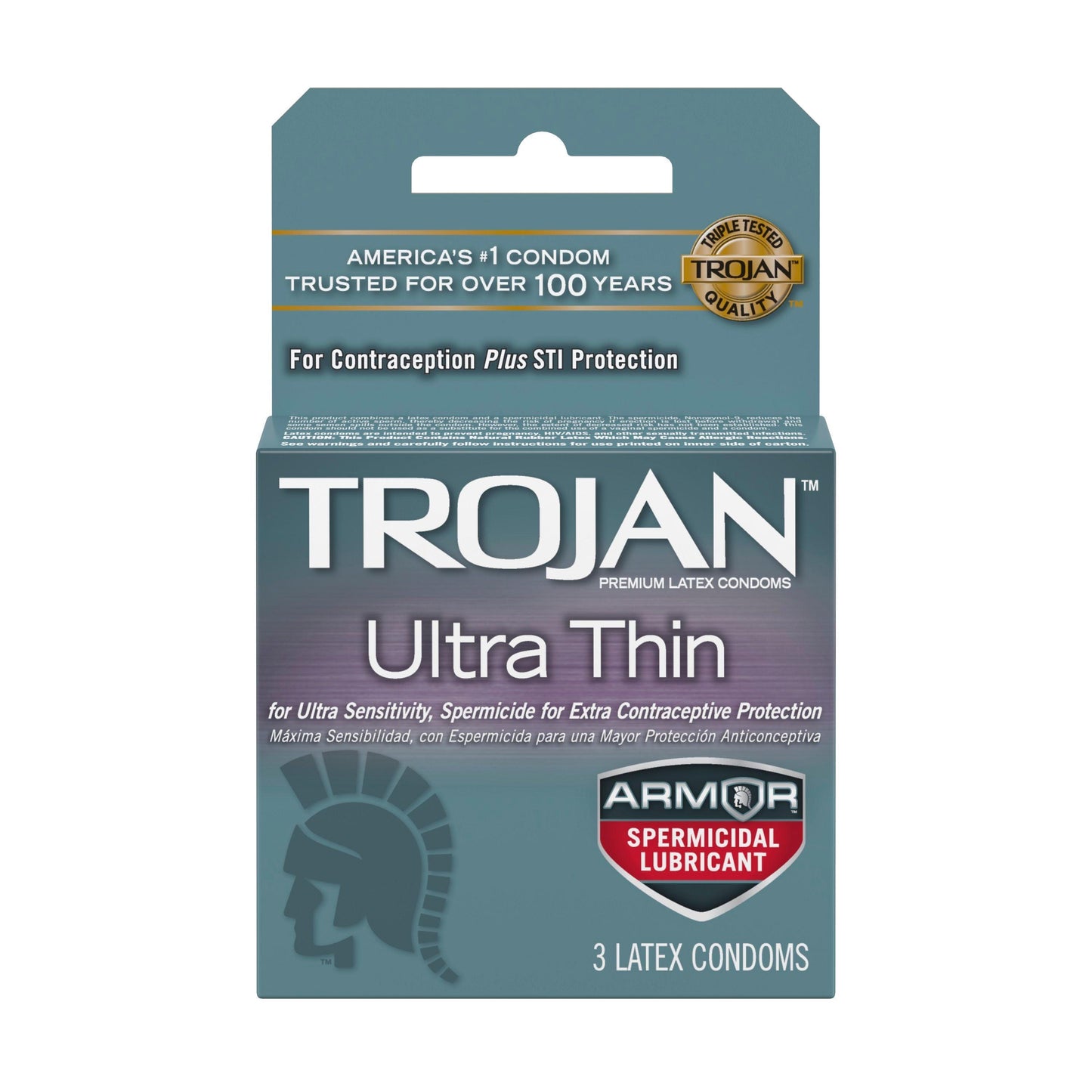 Trojan Ultra Thin Armor Spermicidal Condoms - 3 Pack - Love It Wet