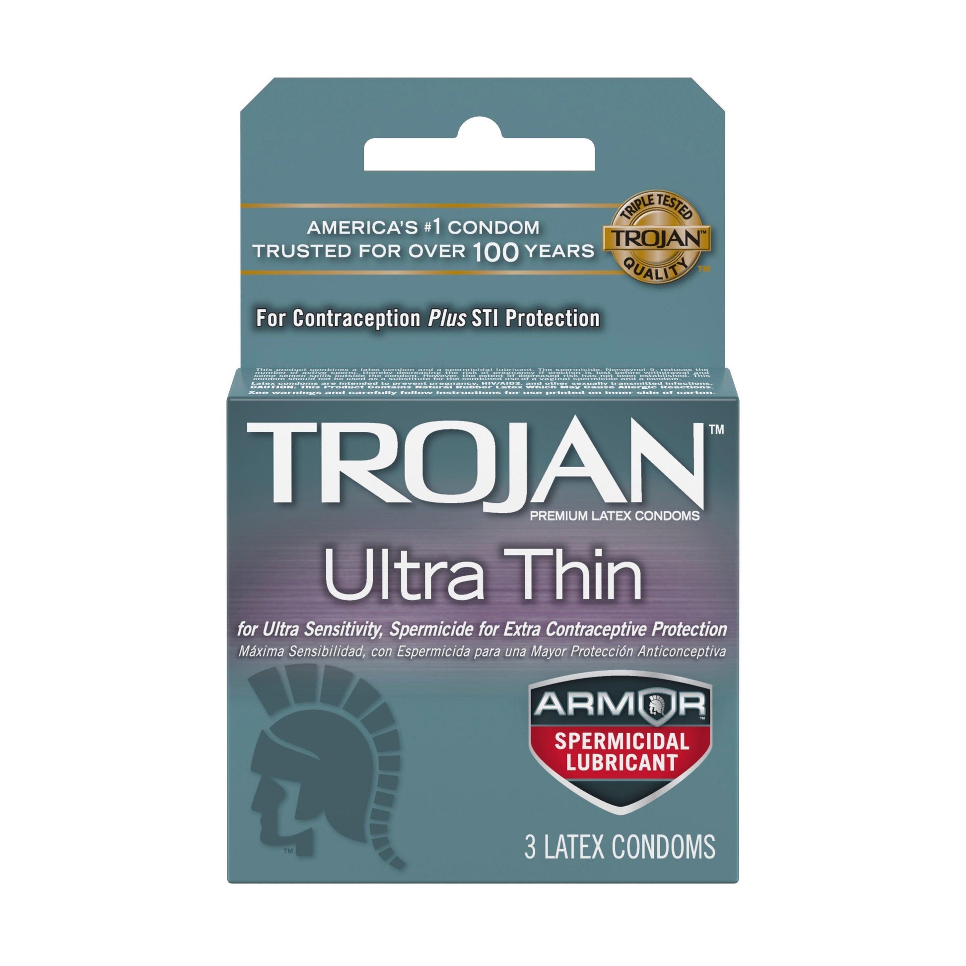 Trojan Ultra Thin Armor Spermicidal Condoms - 3 Pack - Love It Wet