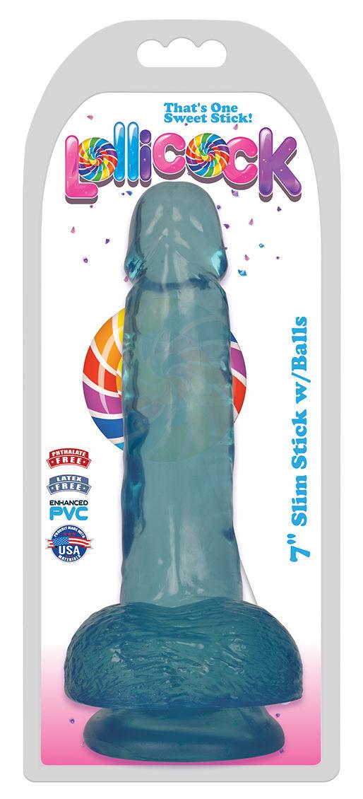 Lollicock - 7 Inch Slim Stick With Balls - Berry Ice - Love It Wet