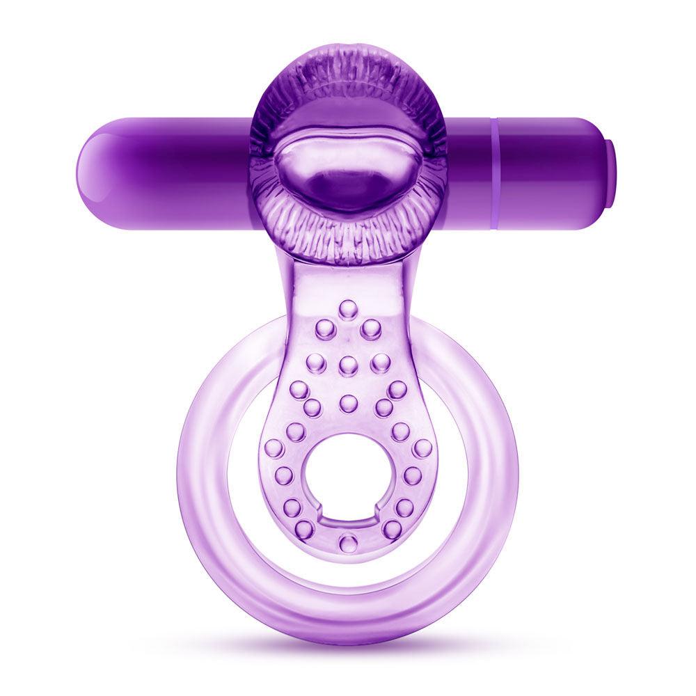 Play With Me - Lick It - Vibrating Double Strap Cockring - Purple - Love It Wet