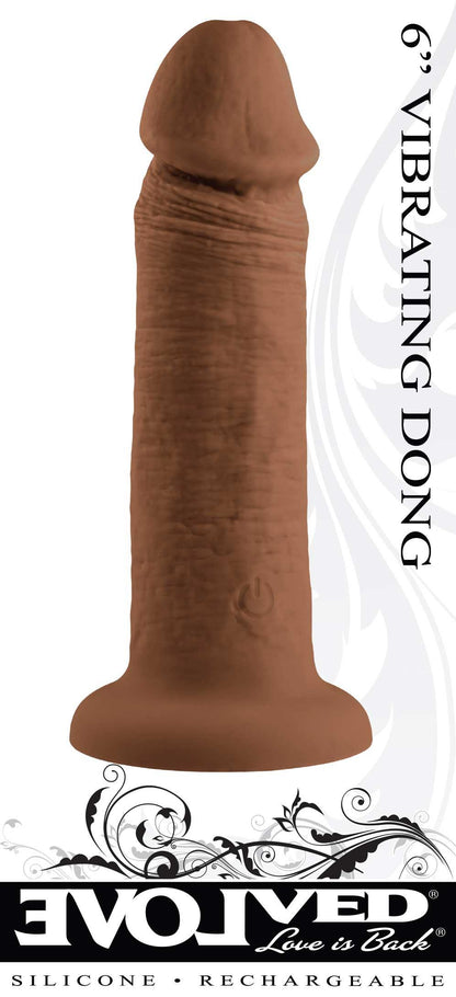 6 Inch Girthy Vibrating Dong - Dark - Love It Wet