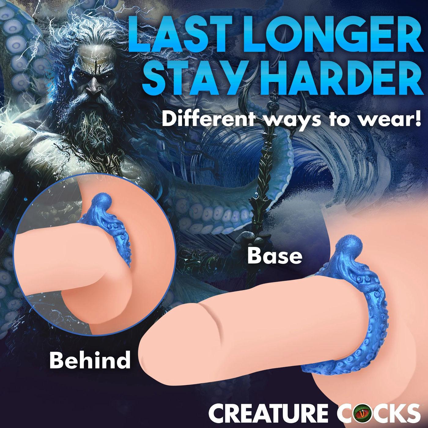 Poseidon's Octo-Ring Silicone Cock Ring - Blue - Love It Wet