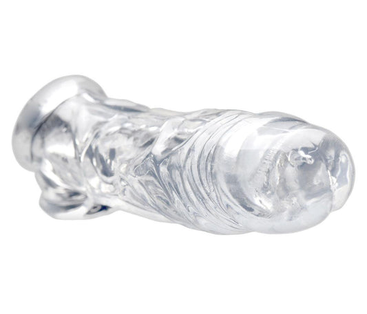 Realistic Clear Penis Enhancer and Ball Stretcher - Love It Wet